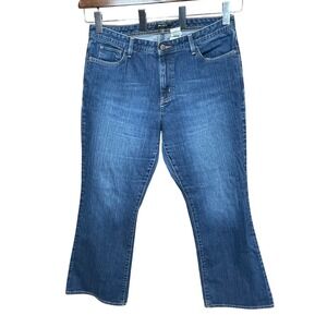 Eddie Bauer Blue Denim Shaped Bootcut Whiskered Jeans Womens Size 14S